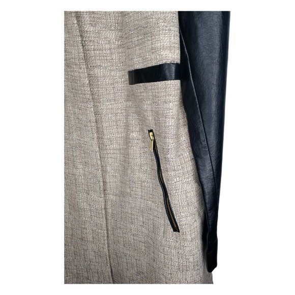 H&M Mixed Media Coat Size 12 Boucle Vegan Leather Topper - Picture 4 of 11